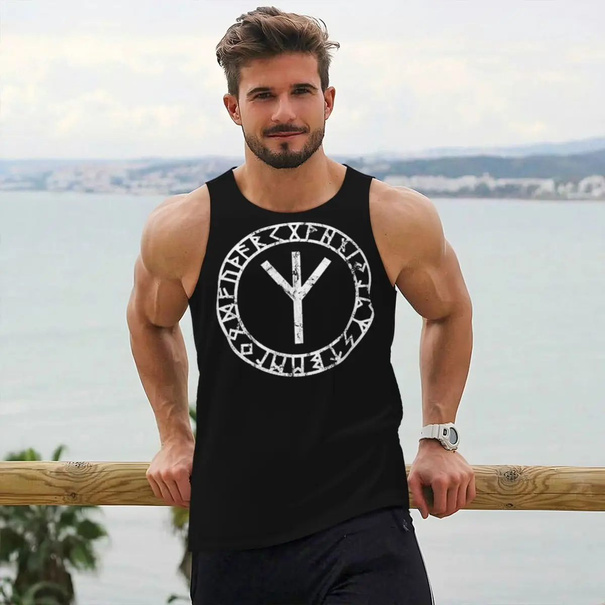 Summer Viking Clothing - صدرية رياضية بدون أكمام بتصميم تميمة