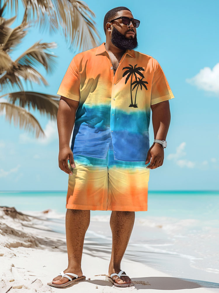 Beach Shirt Hawaiian - طقم قميص رجالي بطباعة ثلاثية الأبعاد