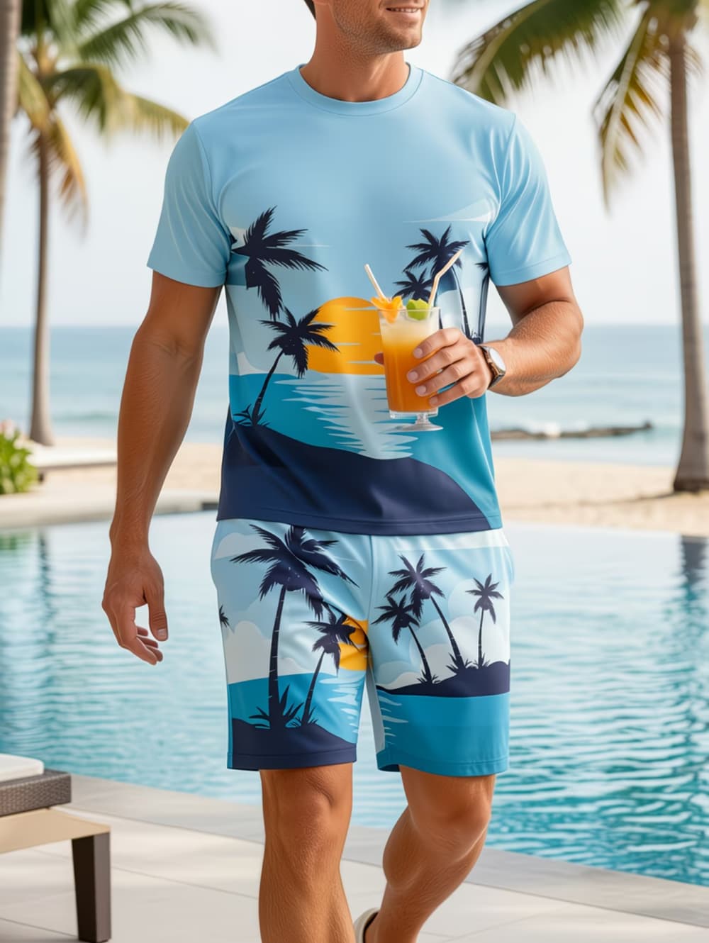 Beach Shirt Hawaiian - طقم رجالي من قطعتين لعام 2026