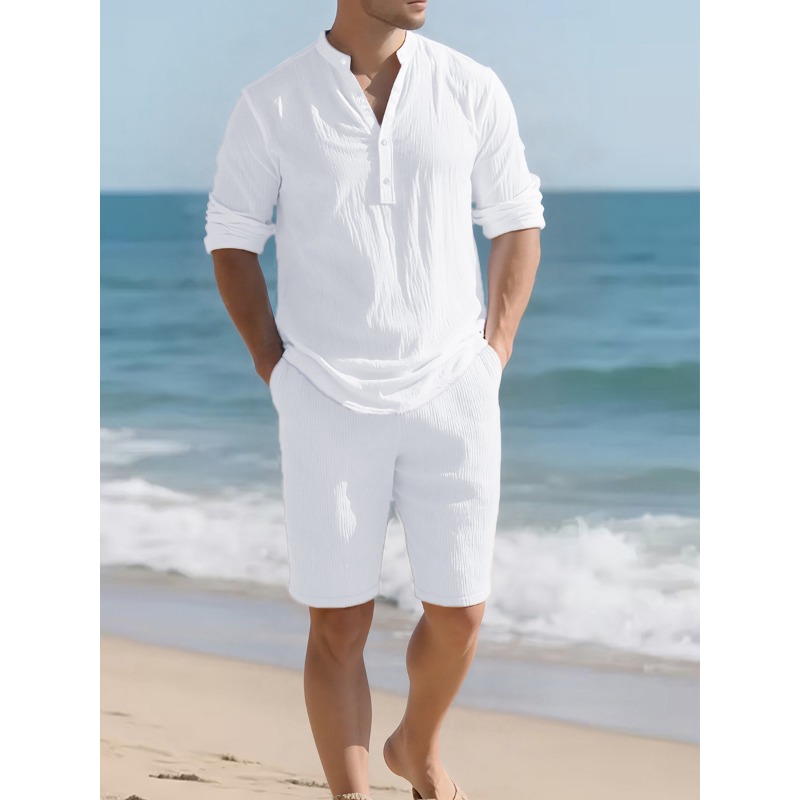 Linen Shorts Men - طقم رجالي من قطعتين من الكتان