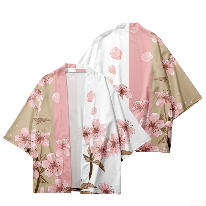 Beach Shirt Hawaiian - الصيف النساء زهرة طباعة كيمونو الرجال