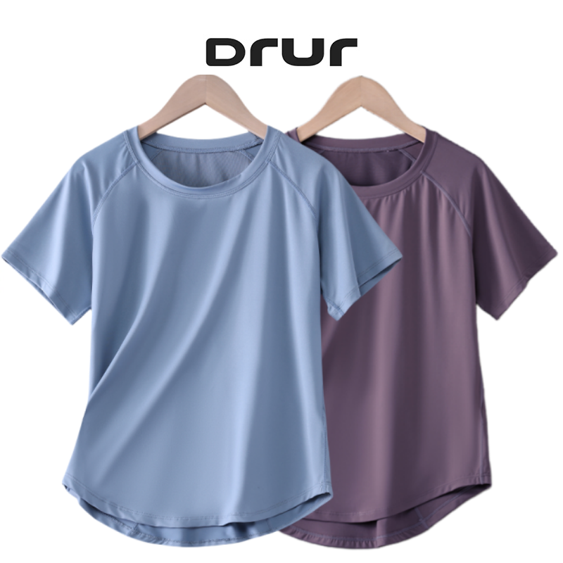 DRUR المرأة تي شيرت رياضي كم ق - مراجعة Summer Gym Clothing وسعره
