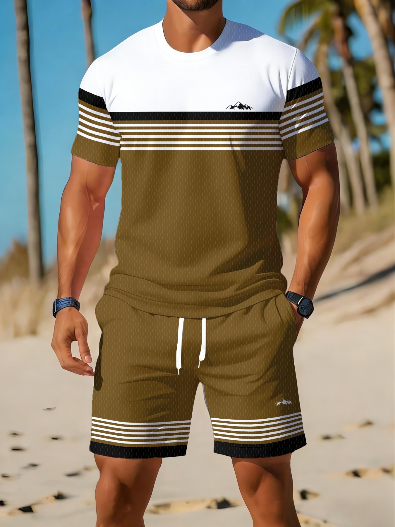 طقم رجالي صيفي من قطعتين: تي ش - مراجعة Summer Clothing Beach وسعره
