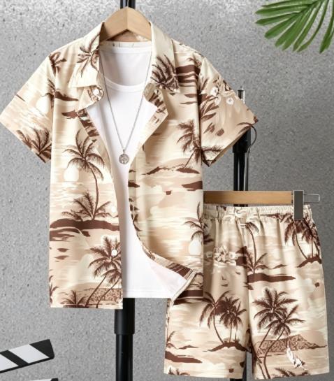 طقم رجالي بتصميم مناظر طبيعية  - مراجعة Beach Shirt Hawaiian وسعره
