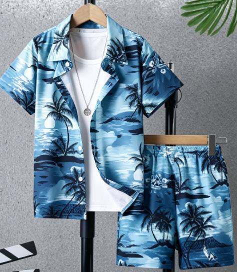 طقم رجالي بتصميم مناظر طبيعية  - مراجعة Beach Shirt Hawaiian وسعره