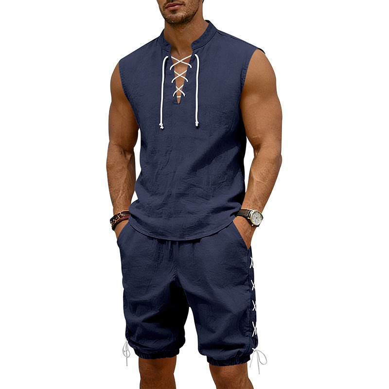 طقم شورت رياضي رجالي فضفاض بتص - مراجعة Linen Shorts Men وسعره