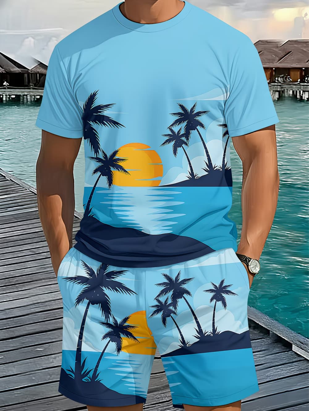 طقم رجالي من قطعتين لعام 2026  - مراجعة Beach Shirt Hawaiian وسعره