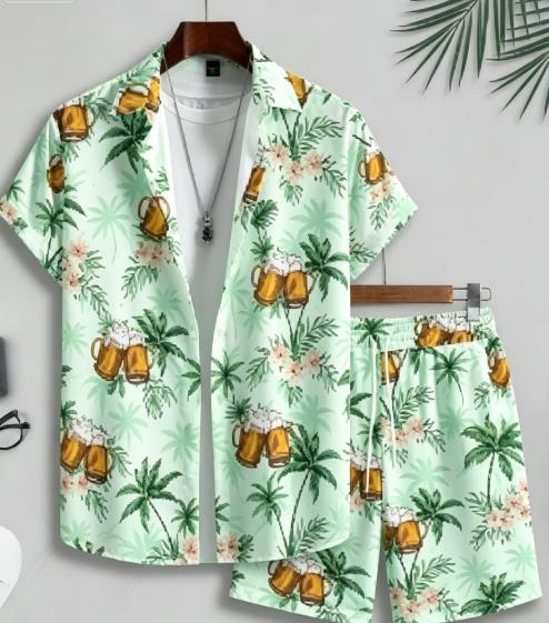 طقم رجالي بتصميم أوراق شجر هاو - مراجعة Beach Shirt Hawaiian وسعره