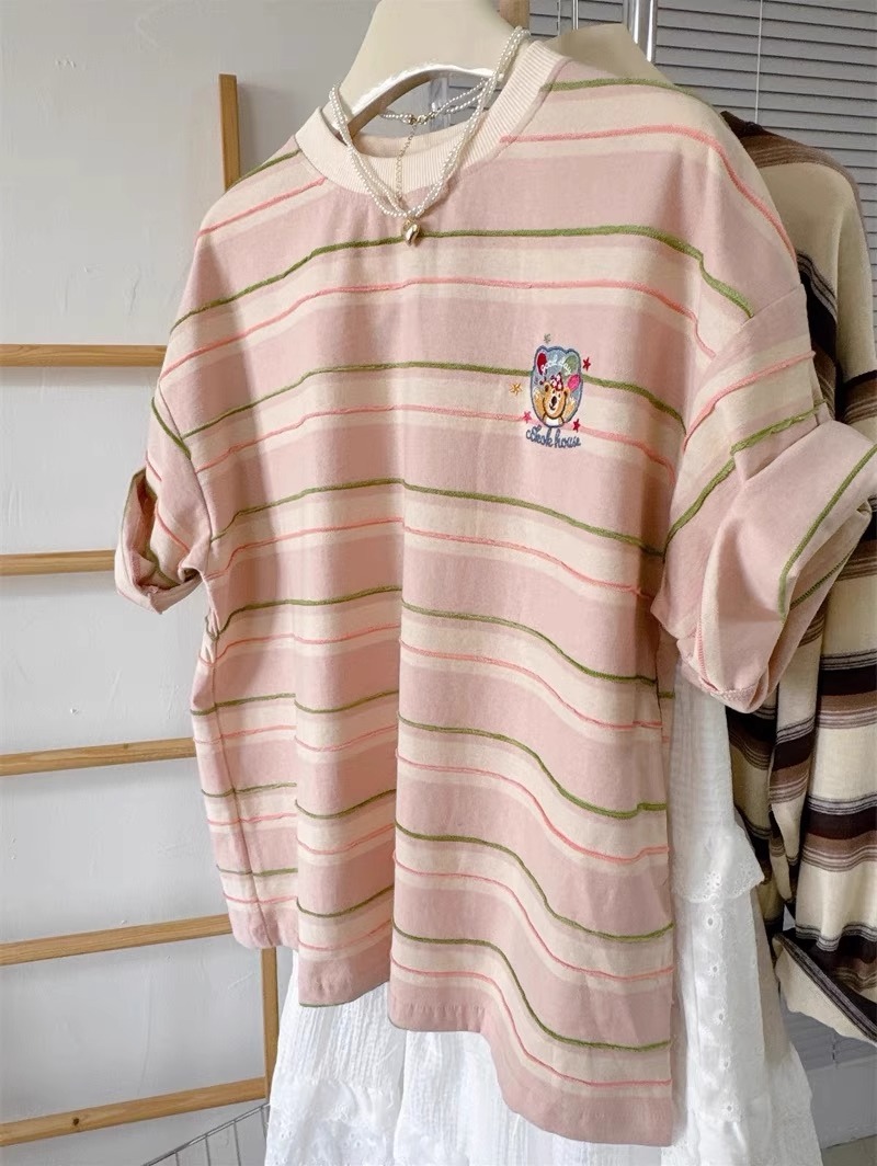 تي شيرت قطني مخطط بأكمام قصيرة - مراجعة Summer Clothing Outlet وسعره